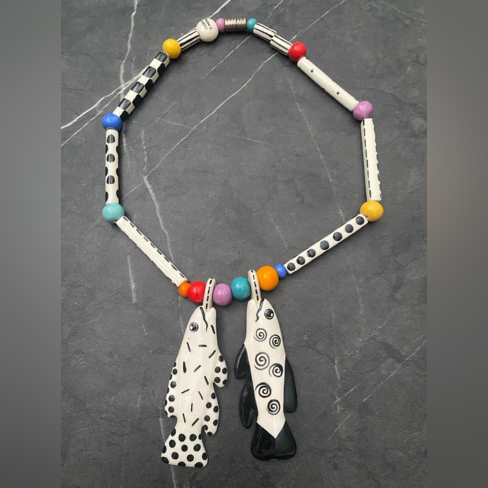 Candace Loheed Signed Ruby Z Large Ceramic Fish P… - image 1